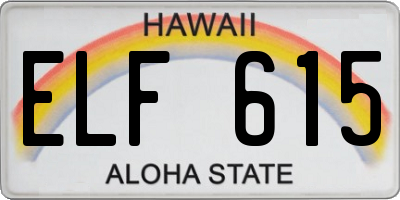 HI license plate ELF615