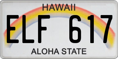 HI license plate ELF617