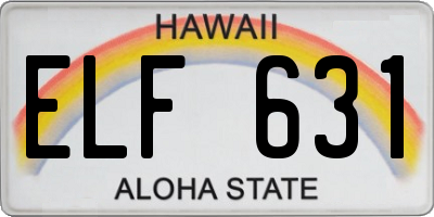 HI license plate ELF631