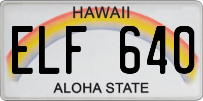 HI license plate ELF640