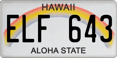 HI license plate ELF643