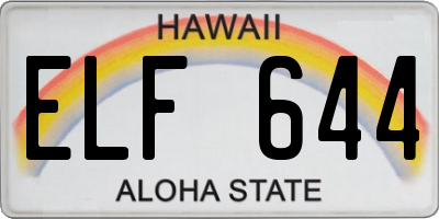 HI license plate ELF644