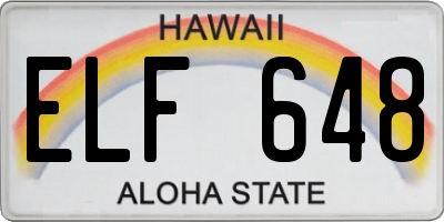 HI license plate ELF648