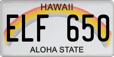 HI license plate ELF650
