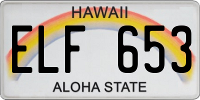 HI license plate ELF653