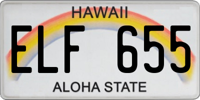 HI license plate ELF655
