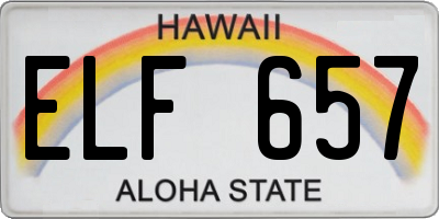HI license plate ELF657