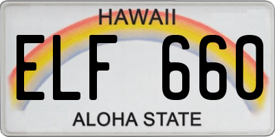 HI license plate ELF660