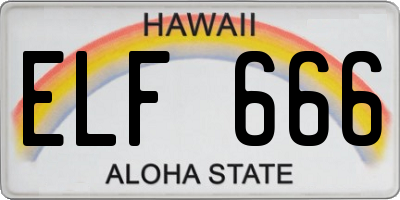 HI license plate ELF666