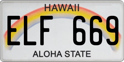 HI license plate ELF669