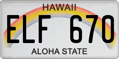 HI license plate ELF670