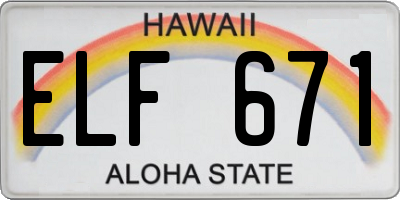 HI license plate ELF671