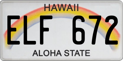 HI license plate ELF672