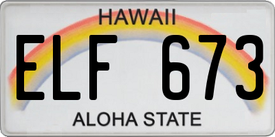 HI license plate ELF673