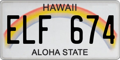 HI license plate ELF674