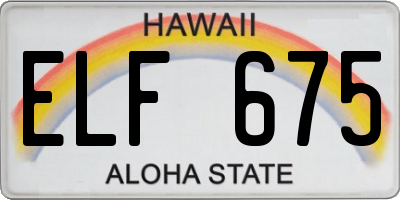 HI license plate ELF675