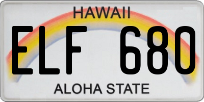 HI license plate ELF680