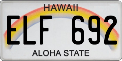 HI license plate ELF692