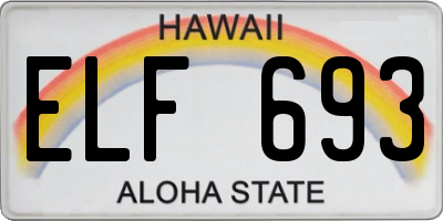HI license plate ELF693
