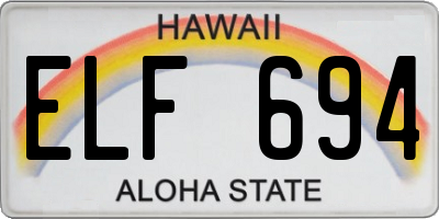HI license plate ELF694
