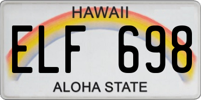 HI license plate ELF698