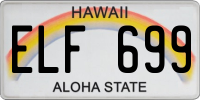 HI license plate ELF699