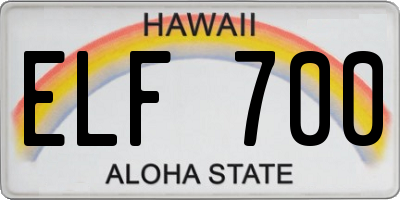 HI license plate ELF700
