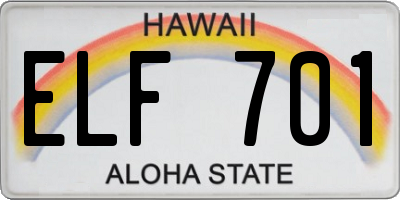 HI license plate ELF701