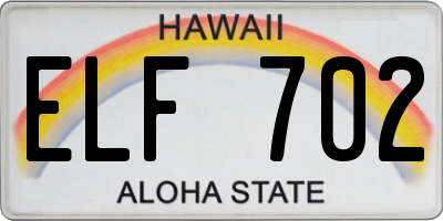 HI license plate ELF702
