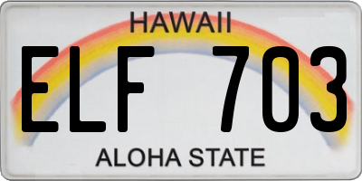 HI license plate ELF703