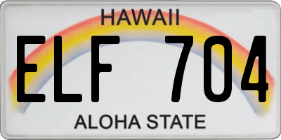 HI license plate ELF704