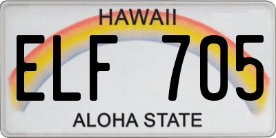 HI license plate ELF705
