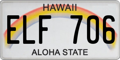 HI license plate ELF706