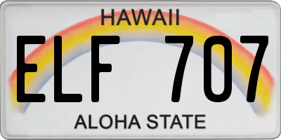 HI license plate ELF707