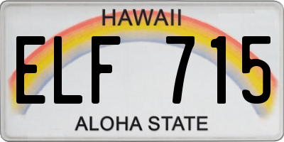 HI license plate ELF715