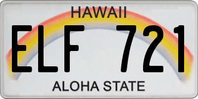HI license plate ELF721