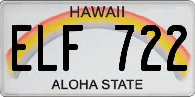 HI license plate ELF722