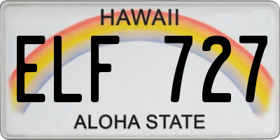 HI license plate ELF727