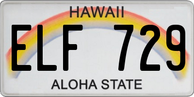 HI license plate ELF729