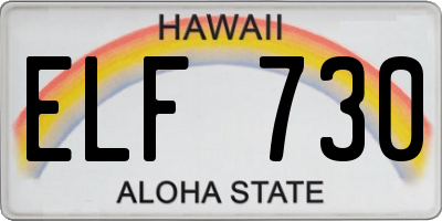 HI license plate ELF730