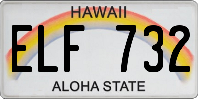 HI license plate ELF732