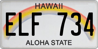 HI license plate ELF734