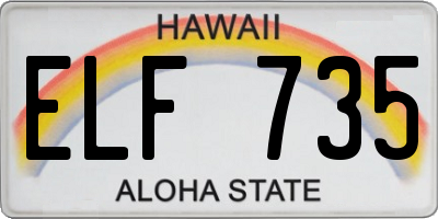 HI license plate ELF735
