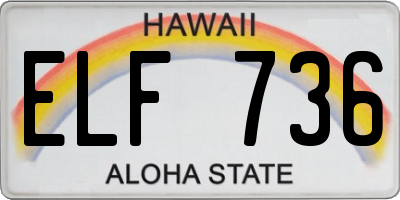 HI license plate ELF736