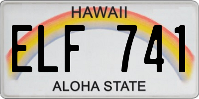 HI license plate ELF741