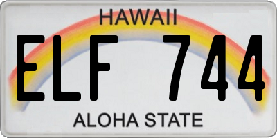 HI license plate ELF744