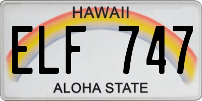 HI license plate ELF747