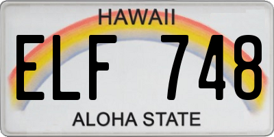 HI license plate ELF748