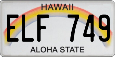 HI license plate ELF749