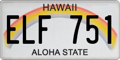 HI license plate ELF751